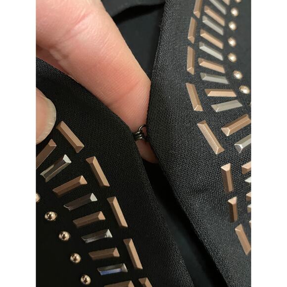 Amanda Uprichard Women's‎ Medium Black Pull Over Shift Dress Cap Sleeves V Neck - Picture 4 of 6